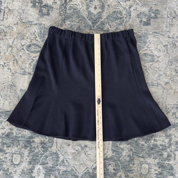 St John Skirt 14 Black Santana Knit Godet Flared A Line Mini Wool Elegant USA - Picture 6 of 7